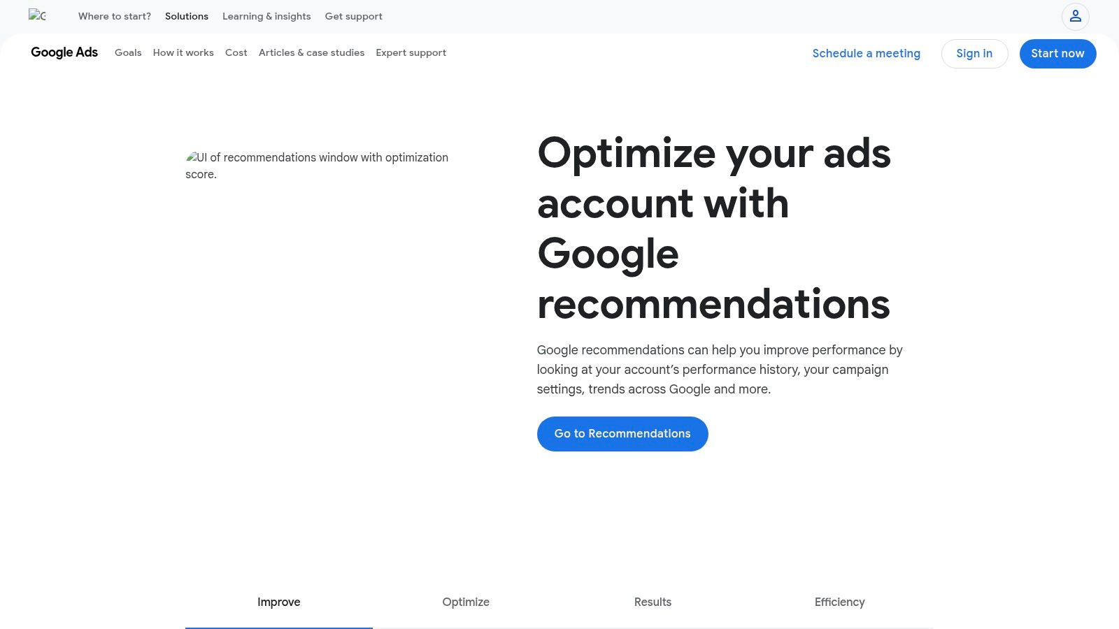 Google Ads – Empfehlungen und Optimierungsfaktor