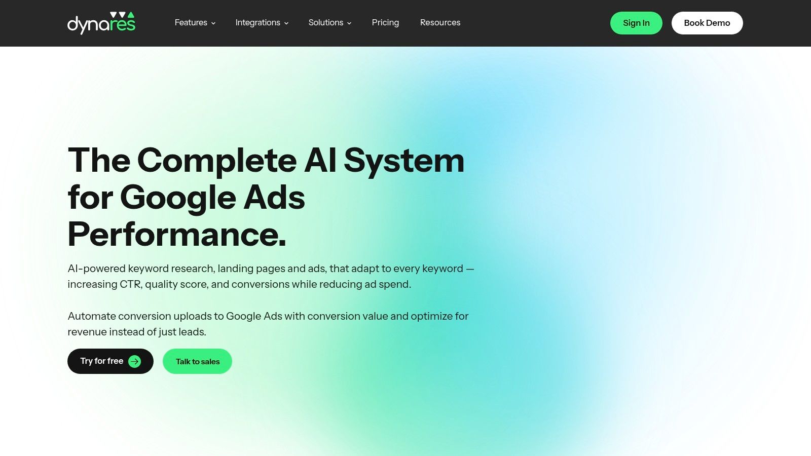 Une capture d’écran de l’interface de la plateforme dynares, montrant un outil de génération de campagnes alimenté par l’IA pour les agences de marketing digital.