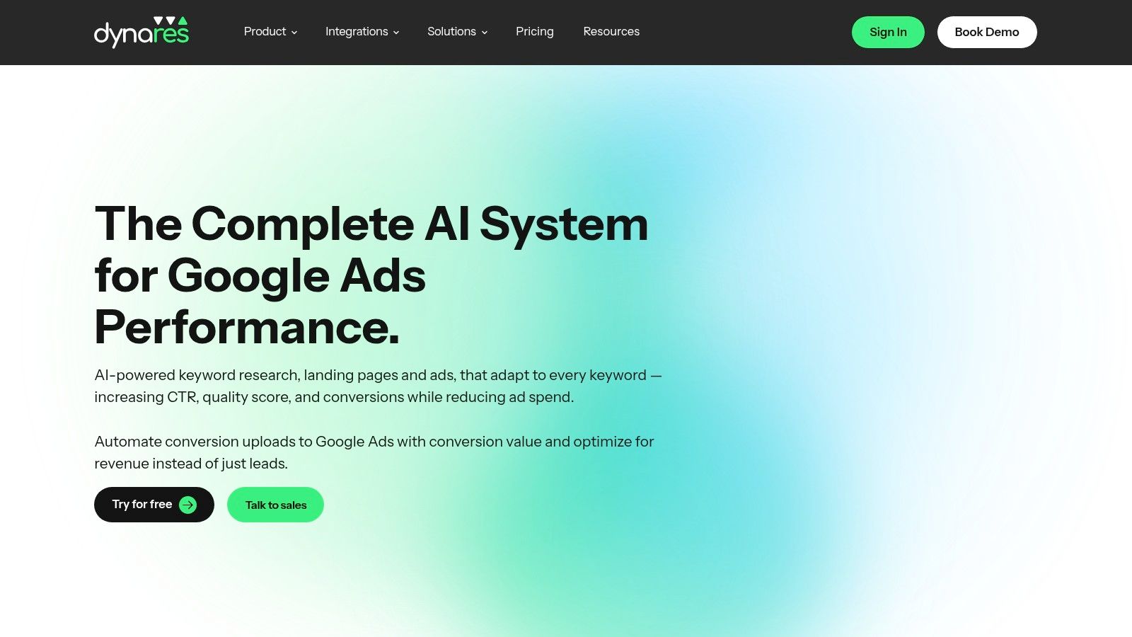Un instrument de optimizare PPC alimentat de AI care arată generarea de anunțuri și Landing Page